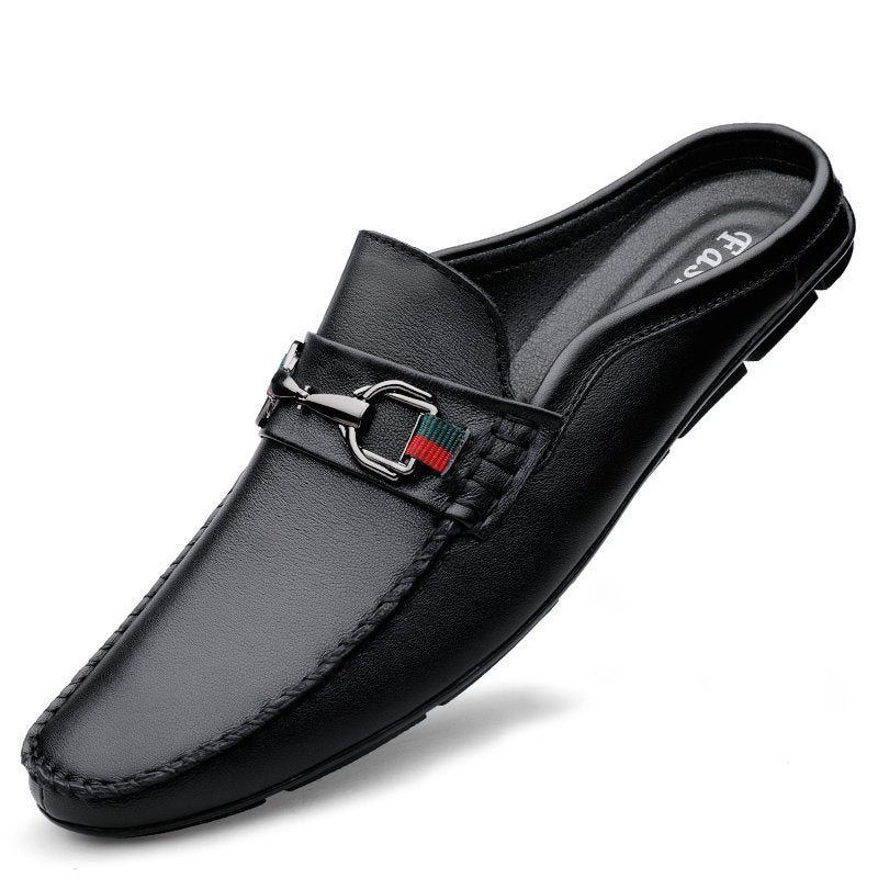 Men's Half-slippers Lazy Slip-on Leather Casual Shoes For Men