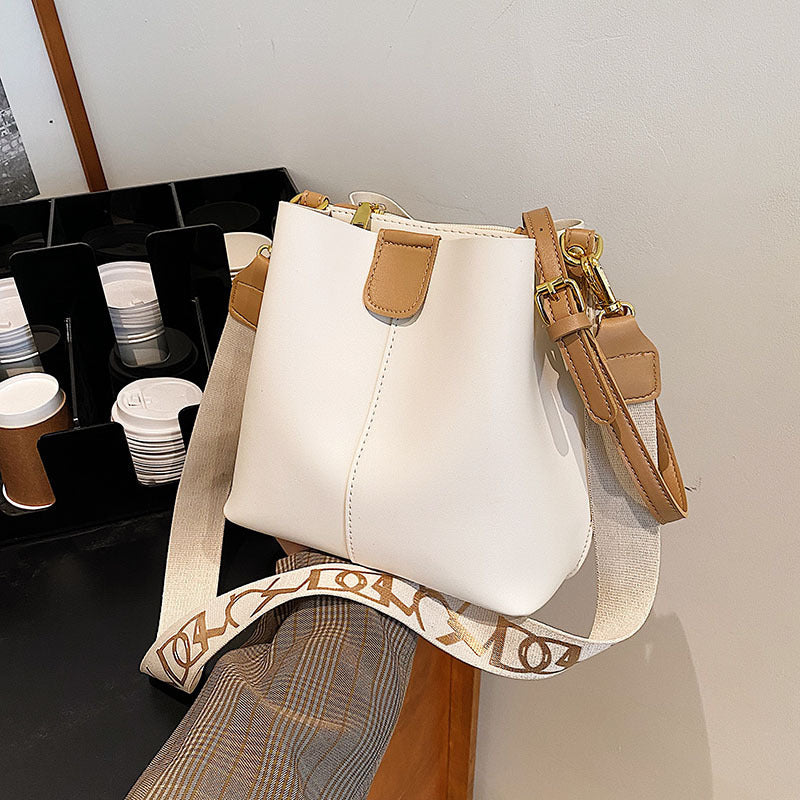 Design Simple Wide Shoulder Strap Bucket Bags Female