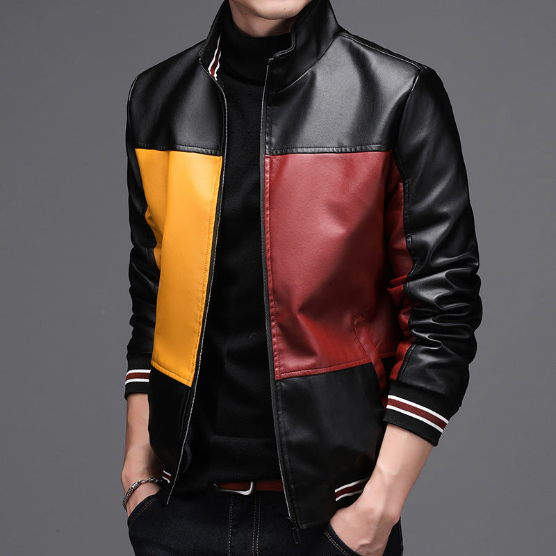 Leather men's casual jacket