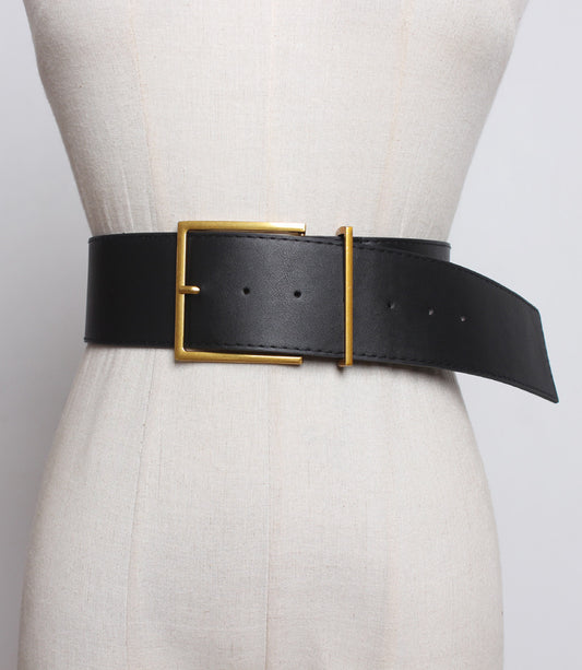 Leather wide belt