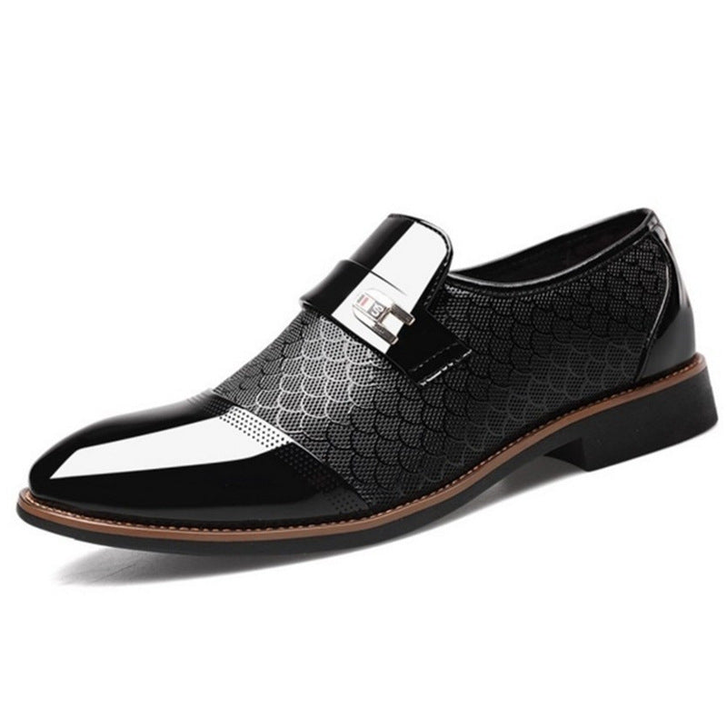 Embossed Men's Leather Shoes, Men's Casual Leather Shoes