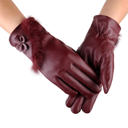 pu simulation leather plus cashmere gloves