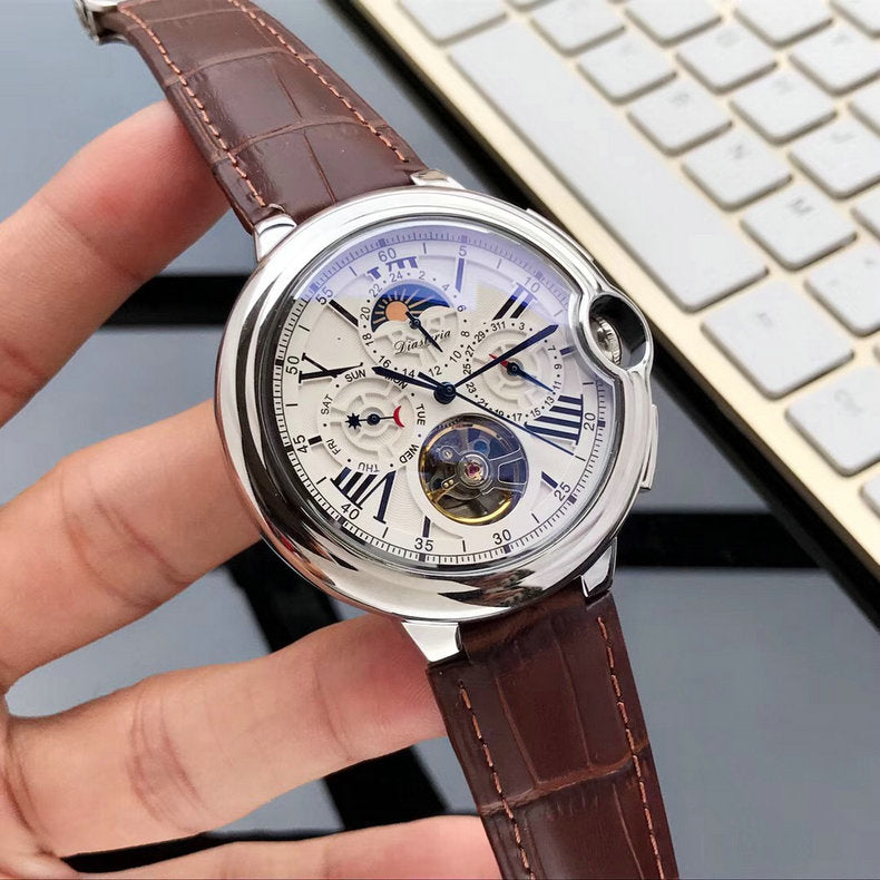 Mechanical wrist watch pure leather strip watch