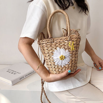 Small Daisy Straw Bag Shoulder Handmade