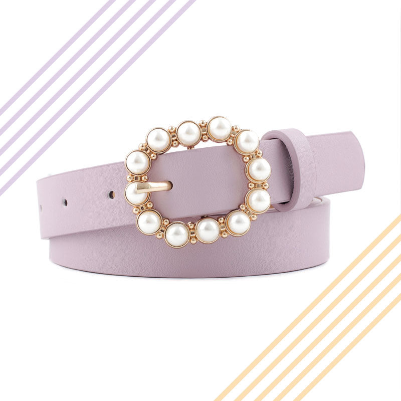 Leather pearl belt