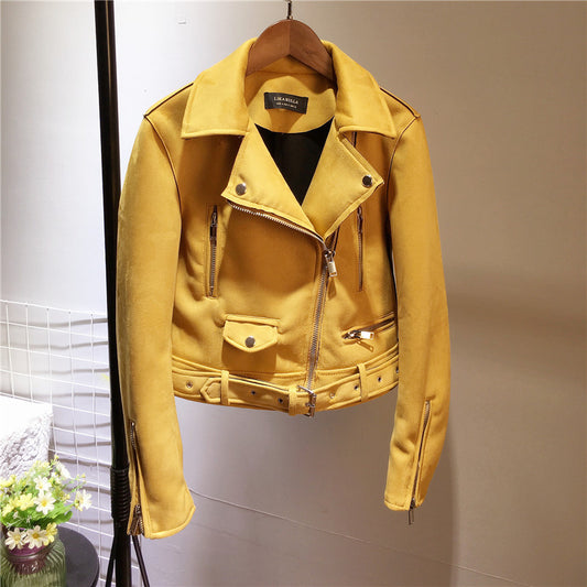 Suede leather jacket for women leather fashionable jacket