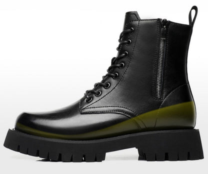 Add High Pile Platform Really Leather Shoes Men Zipper Boots