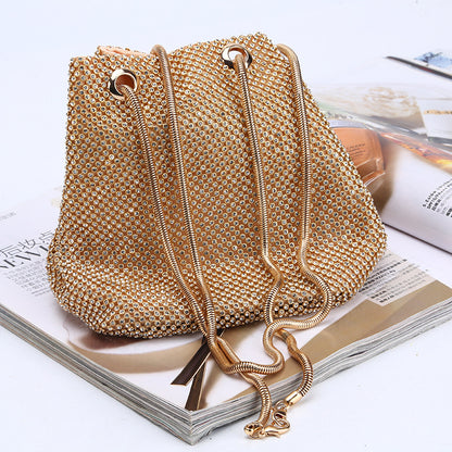 Crystal Diamond Clutch Bags String Satin Crossbody Bag Glitter Evening Bags Gold Clutch Party Purse Handbag