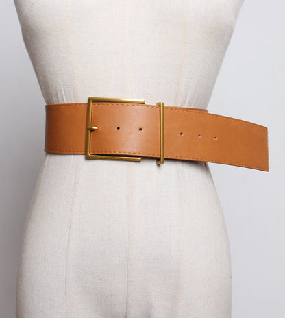 Leather wide belt