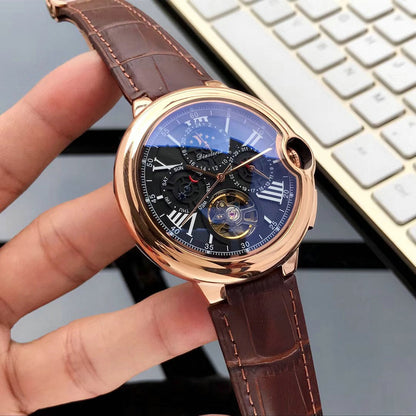 Mechanical wrist watch pure leather strip watch