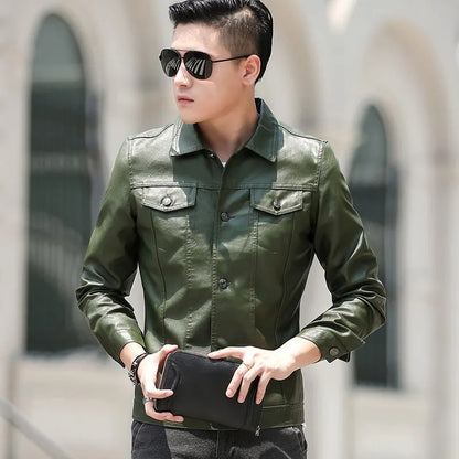 Brand New leather jacket for men leather jacket casual jacket slim fit handsome youth Leather Coat mens