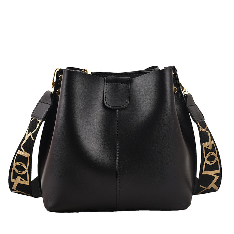 Design Simple Wide Shoulder Strap Bucket Bags Female