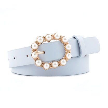 Leather pearl belt