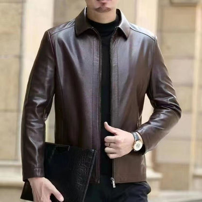 Leather Jacket For Men Leather LEATHER With Stand Collar FOR Men Fleece stylish jacket black jacket