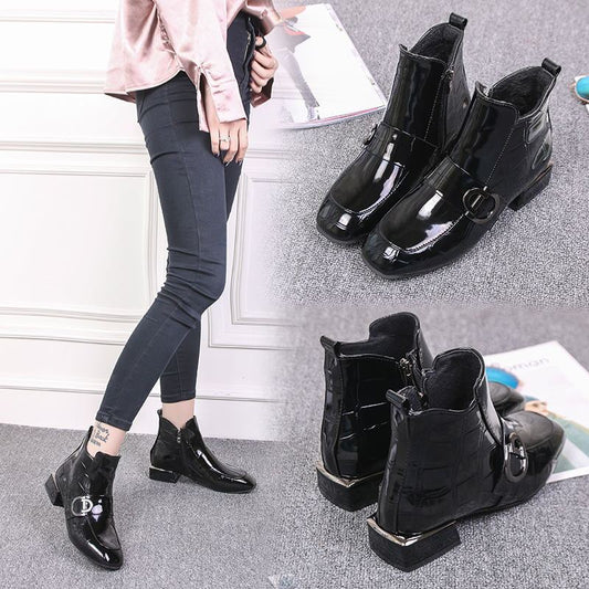 Ankle Boots Shoes Plus Velvet small-heeled