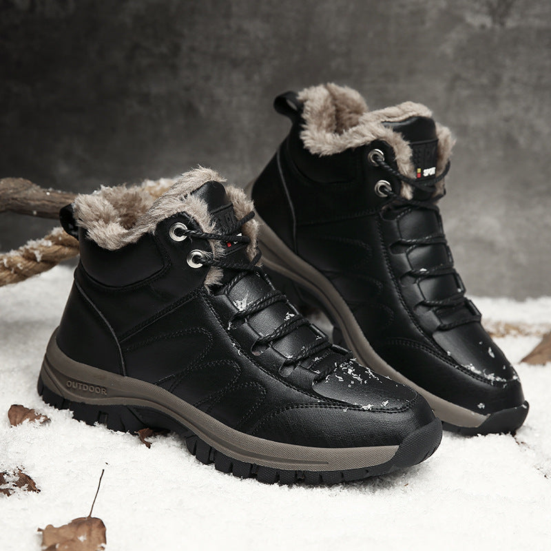 Winter Boots For Men Warm Leather Shoes With Plush