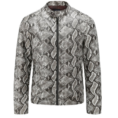 PU leather snakeskin jacket