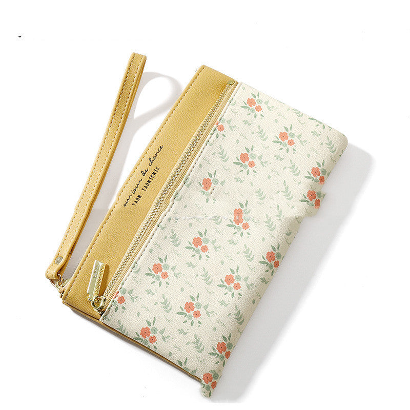 Long Wallet Korean Style Large-capacity Hand Zipper Bag Floral Leather Long Purses And Handbags