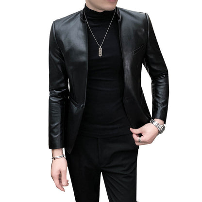 Slim Trend Fashion Brand Simple Leather Jacket Jacket Men stylish jacket black jacket