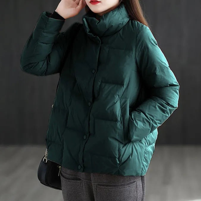 Stand-up Collar Down Padded Jacket Women Loose And Thin Stand-up Collar