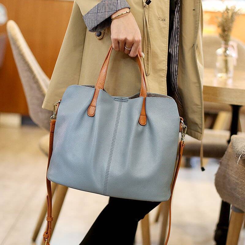 Leather bag mother bag soft leather tote bag