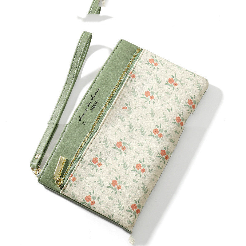 Long Wallet Korean Style Large-capacity Hand Zipper Bag Floral Leather Long Purses And Handbags