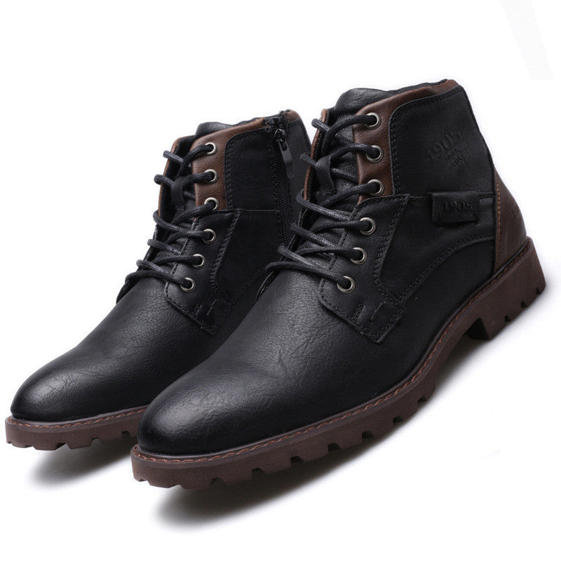 Men Winter Ankle Boots Lace Up Footwear Leather Shoes