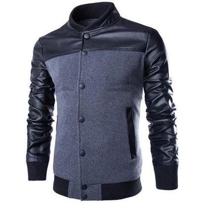 Men's Stylish Buttoned Leather Jacket