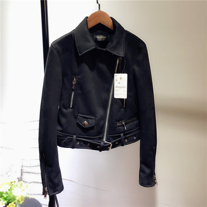 Suede leather jacket for women leather fashionable jacket