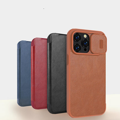 Sliding Window Flap Leather Cover for iPhone