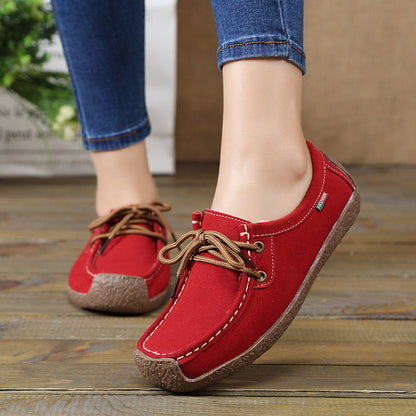 Lace-up Flat Shoes Sneakers Frosted Shoes