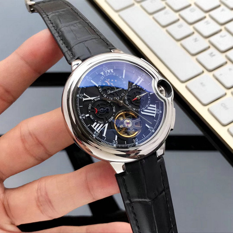 Mechanical wrist watch pure leather strip watch