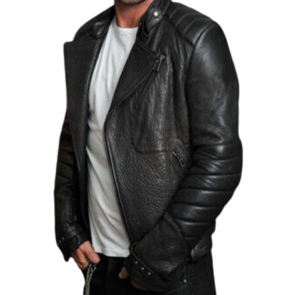 black real leather jacket