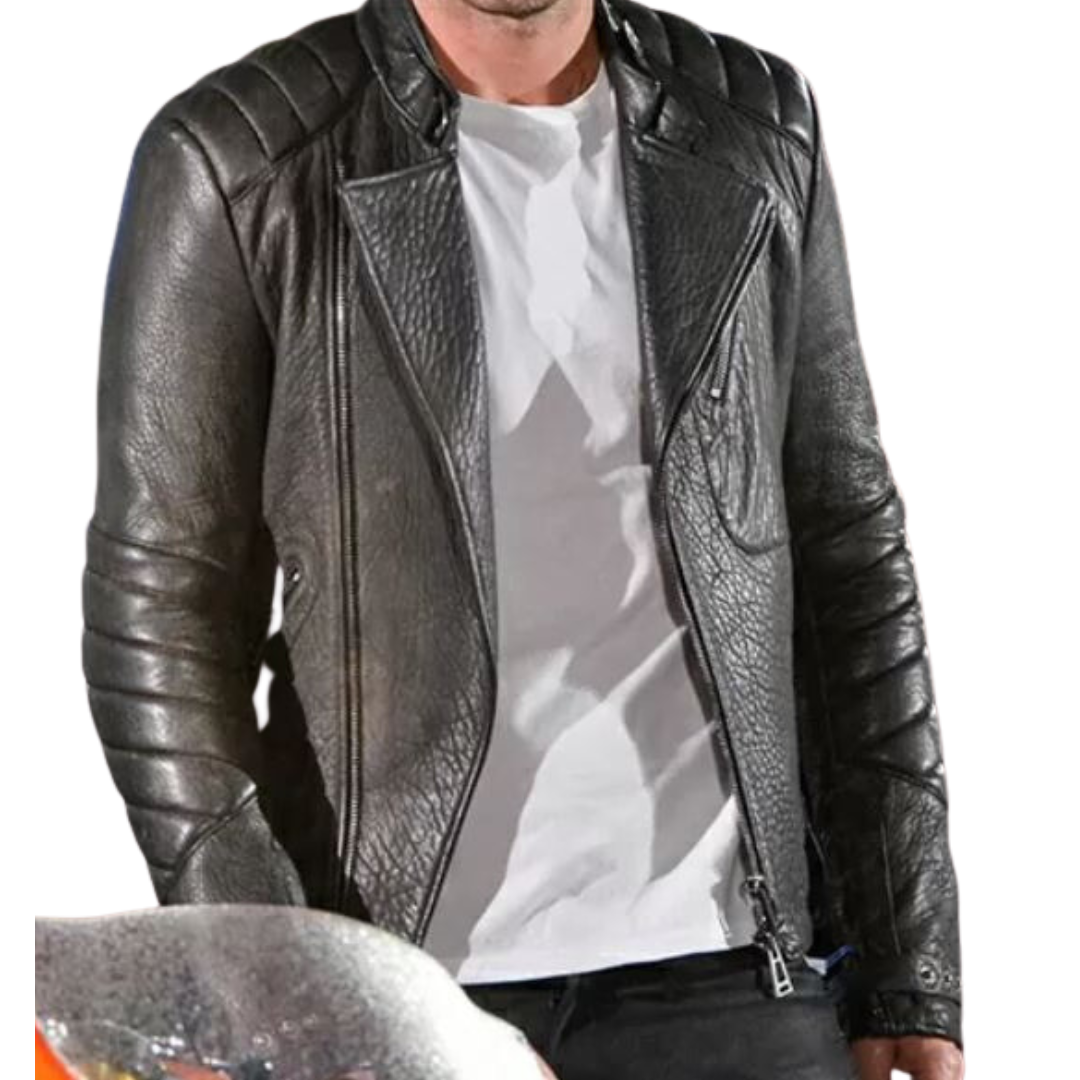 black real leather jacket