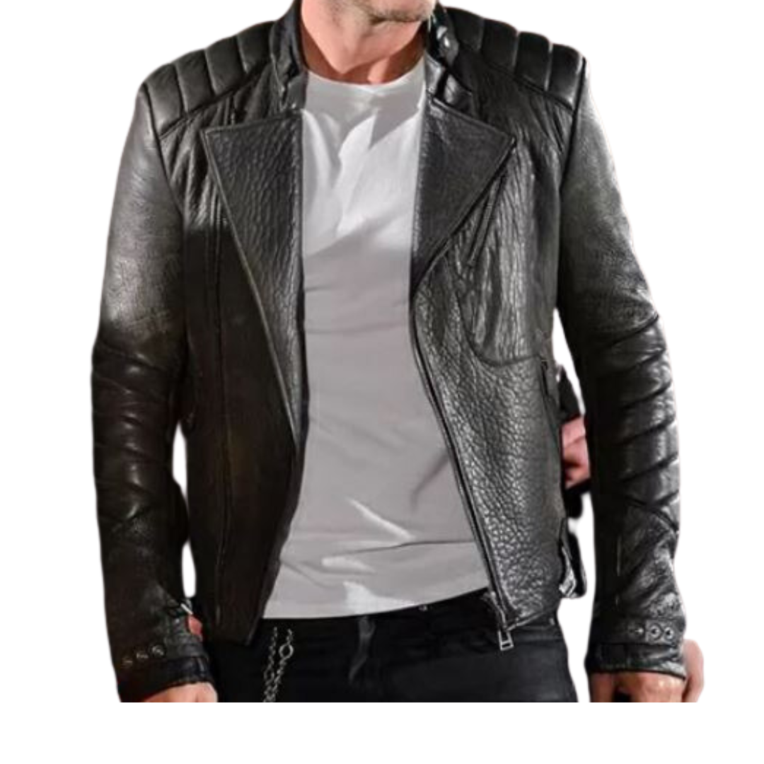 black real leather jacket