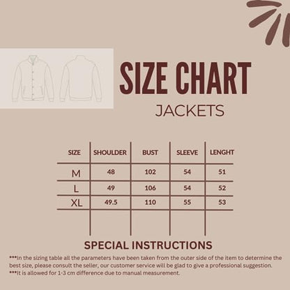 Size Chart women leather jacket