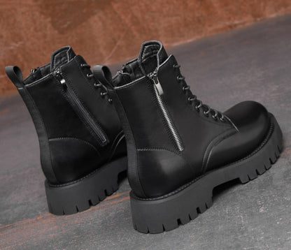 Add High Pile Platform Really Leather Shoes Men Zipper Boots