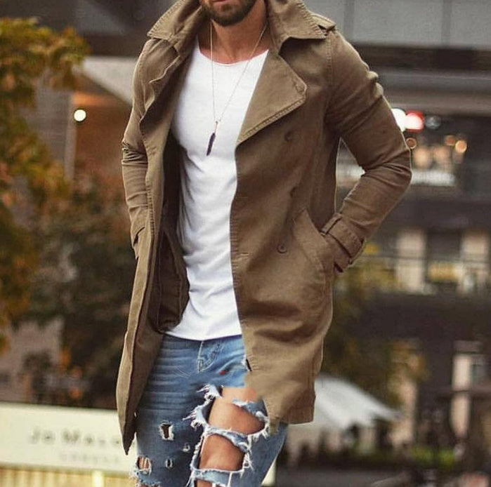 Spring Men Jacket Mid-length Slim Large Size Windbreaker Men  Casual Jacket