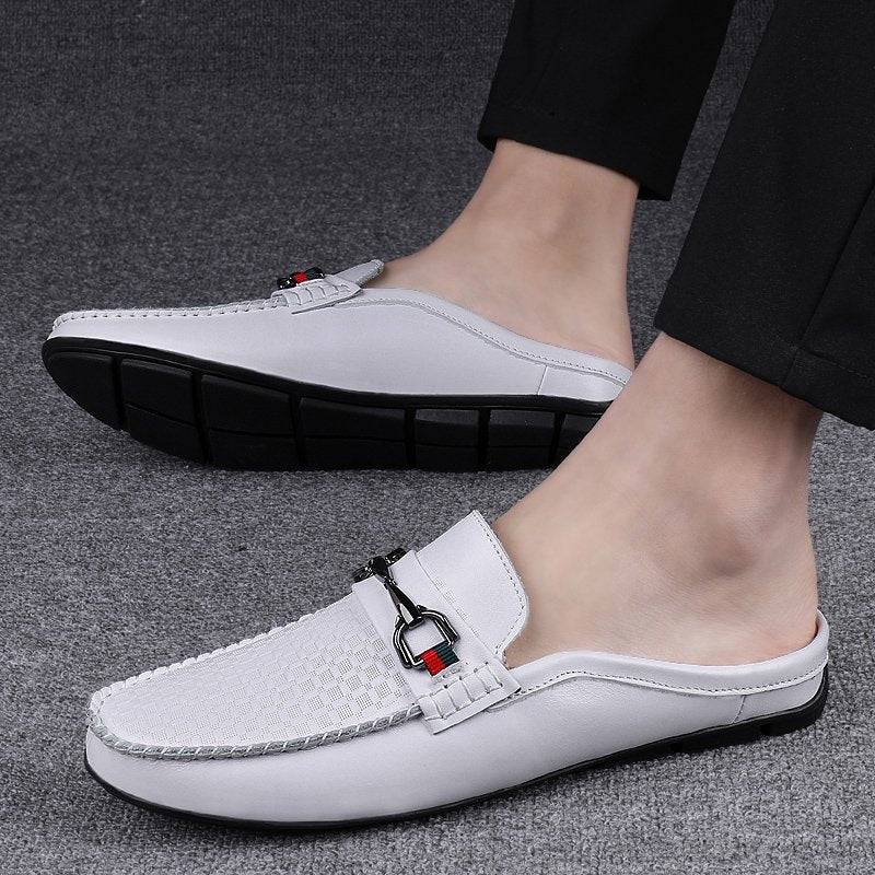 Men's Half-slippers Lazy Slip-on Leather Casual Shoes For Men