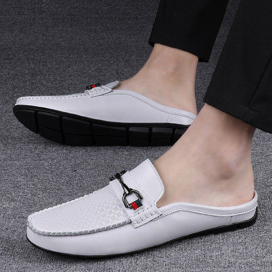 Men's Half-slippers Lazy Slip-on Leather Casual Shoes For Men