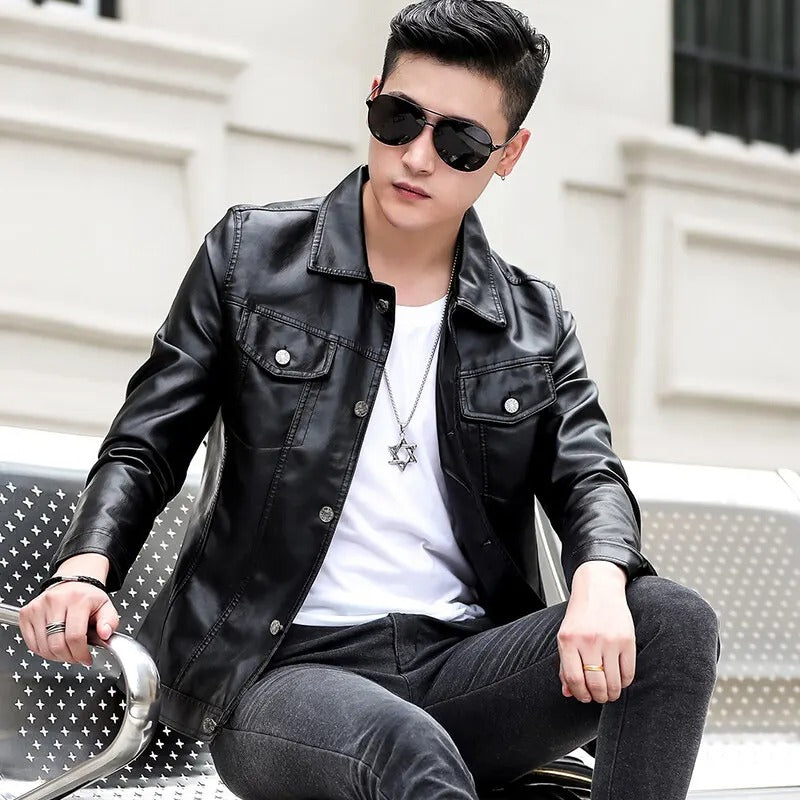 Brand New leather jacket for men leather jacket casual jacket slim fit handsome youth Leather Coat mens