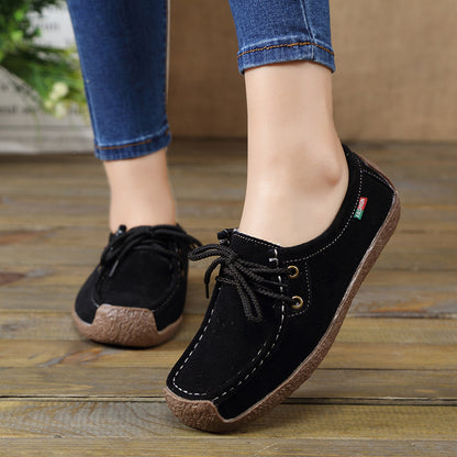 Lace-up Flat Shoes Sneakers Frosted Shoes