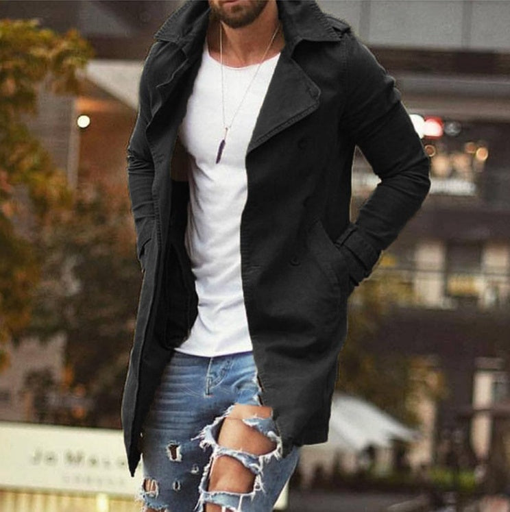 Spring Men Jacket Mid-length Slim Large Size Windbreaker Men  Casual Jacket