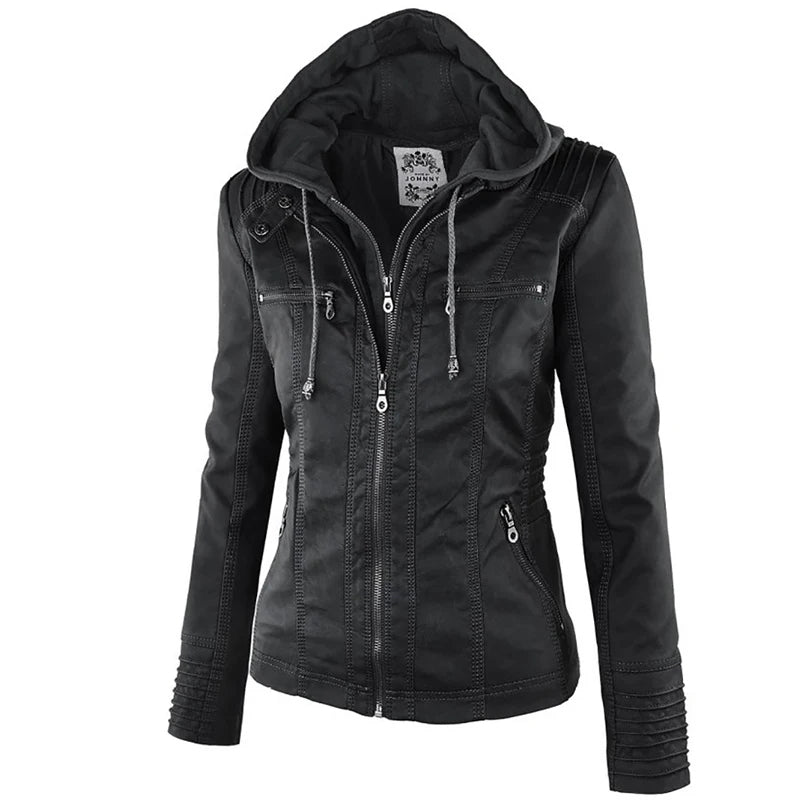 Black leather jacket for women