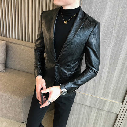 Slim Trend Fashion Brand Simple Leather Jacket Jacket Men stylish jacket black jacket