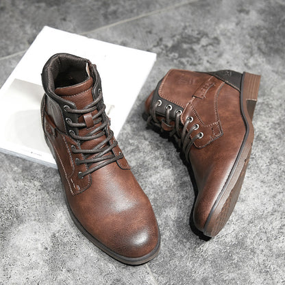 Men Winter Ankle Boots Lace Up Footwear Leather Shoes